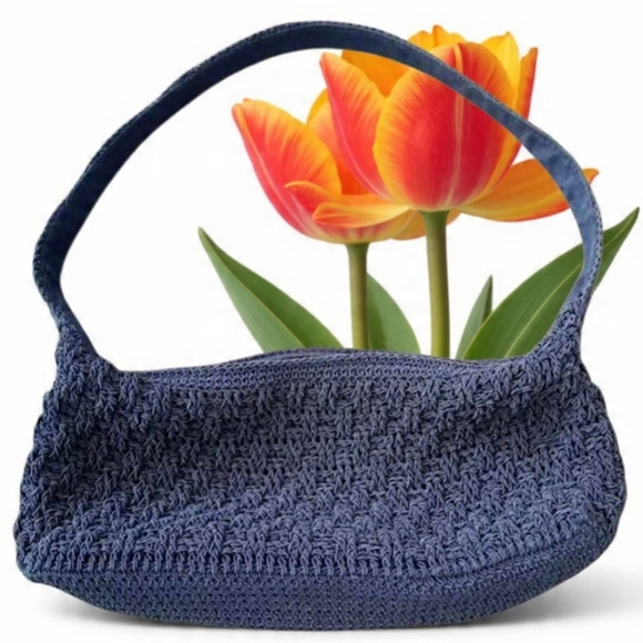 Simons Handbags - 🍀4/$19🍀👜Simons Boho Crochet Navy Blue Mini Bag